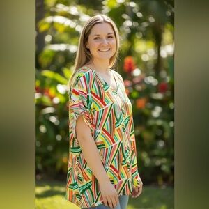 Haptics Colorful Striped Women's Top